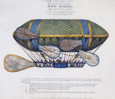 De Eagle Luchtschip, uitgegeven door Ackermann & Co., Londen, 1834 door English School